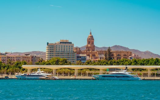 sea view seafront promenade port malaga summer 1