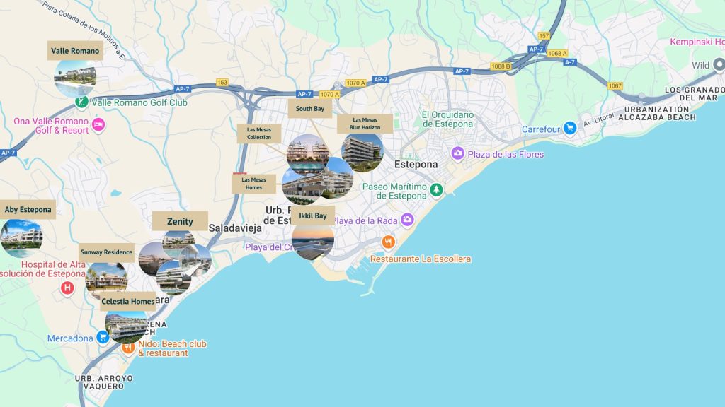 Kaart haven Estepona vastgoedprojecten